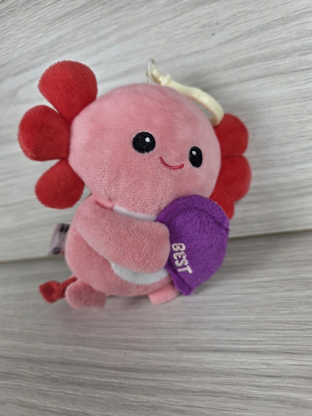 Fiesta Plush Keychain Axolotl Plush – Pink and Red Soft Clip-On SU37